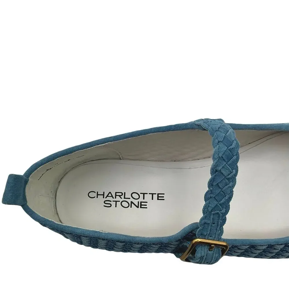 Charlotte Stone Raleigh Woven Mary Jane Ballet Flats Denim Blue Size 9